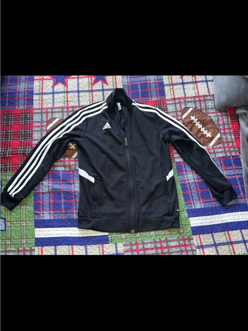 adidas Black Kids Track Jacket with White Stripes